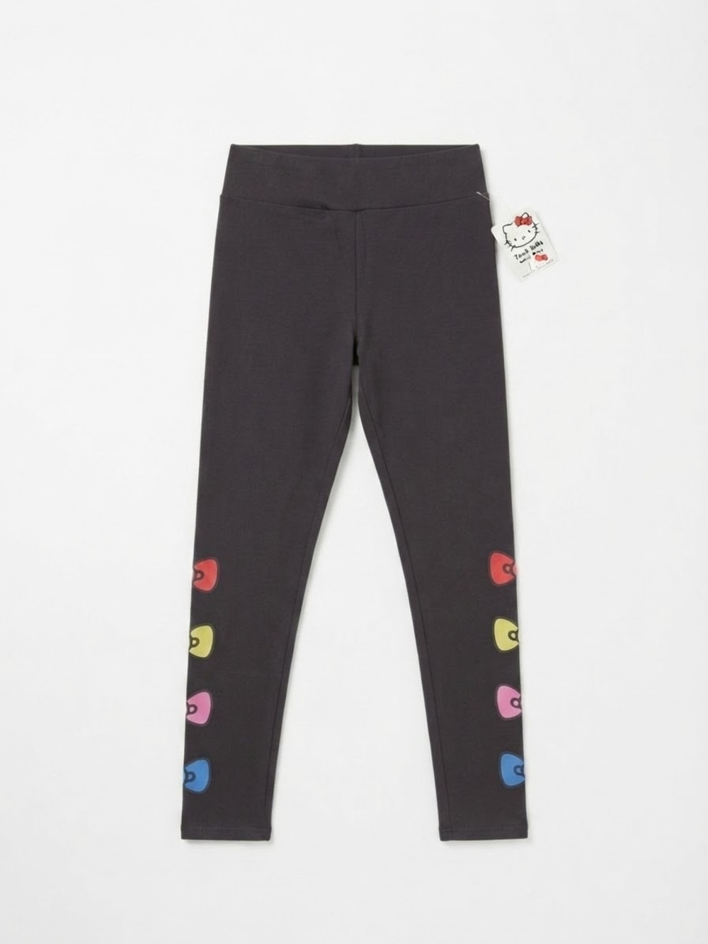 Modcloth Black Hello Kitty Leggings with Rainbow Heart Accents